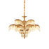 Brass Palm Leaf Crystal Chandelier