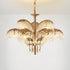 Brass Palm Leaf Crystal Chandelier