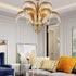 Brass Palm Leaf Crystal Chandelier