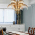 Brass Palm Leaf Crystal Chandelier