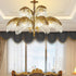 Brass Palm Leaf Crystal Chandelier