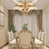 Brass Palm Leaf Crystal Chandelier