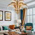 Brass Palm Leaf Crystal Chandelier