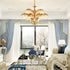 Brass Palm Leaf Crystal Chandelier