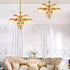 Brass Palm Leaf Crystal Chandelier
