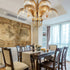 Brass Palm Leaf Crystal Chandelier