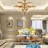 Brass Palm Leaf Crystal Chandelier