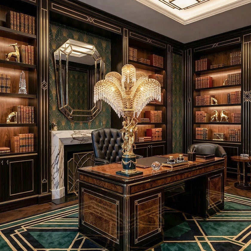 Brass Palm Leaf  Table Lamp