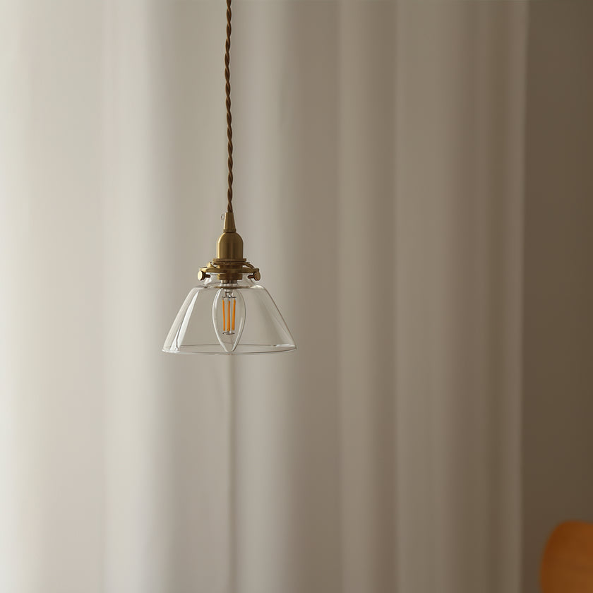 Brass Tapered Glass Pendant Light