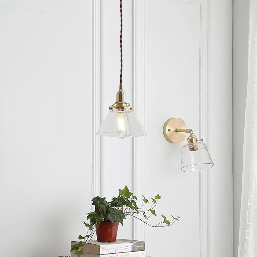 Brass Tapered Glass Pendant Light