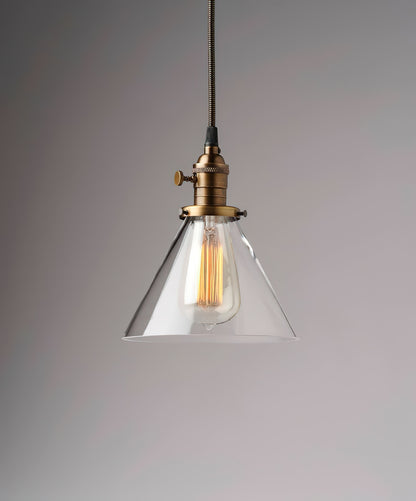 Brass Tapered Glass Pendant Light