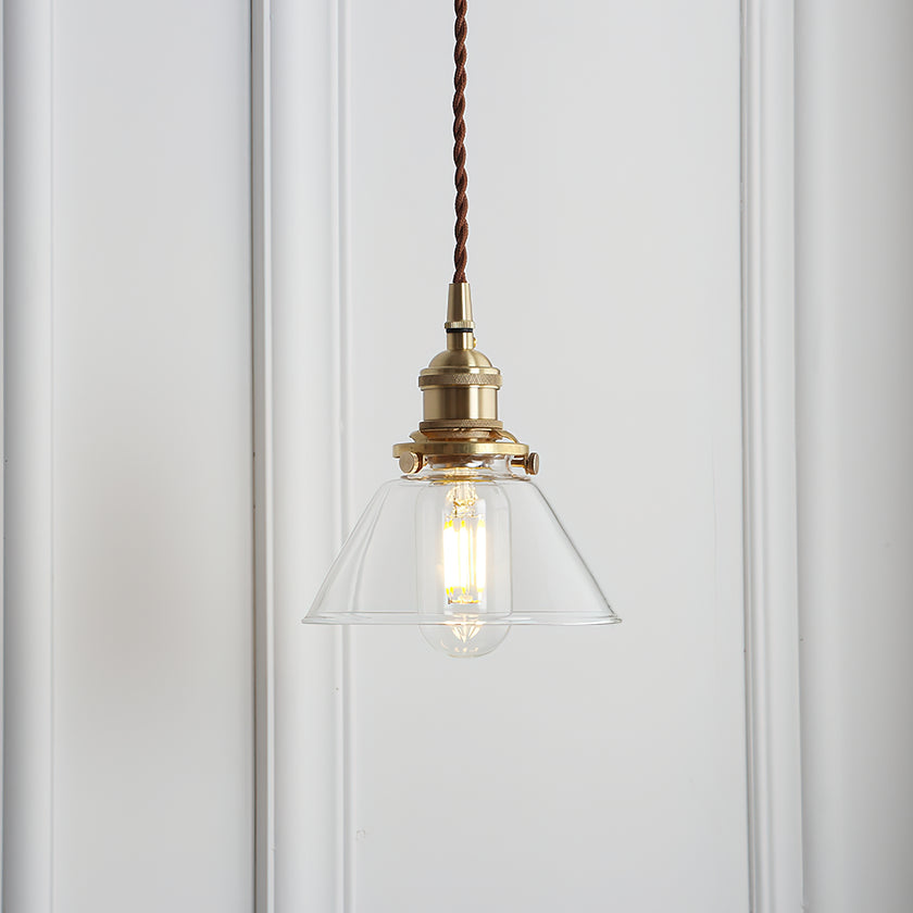 Brass Tapered Glass Pendant Light