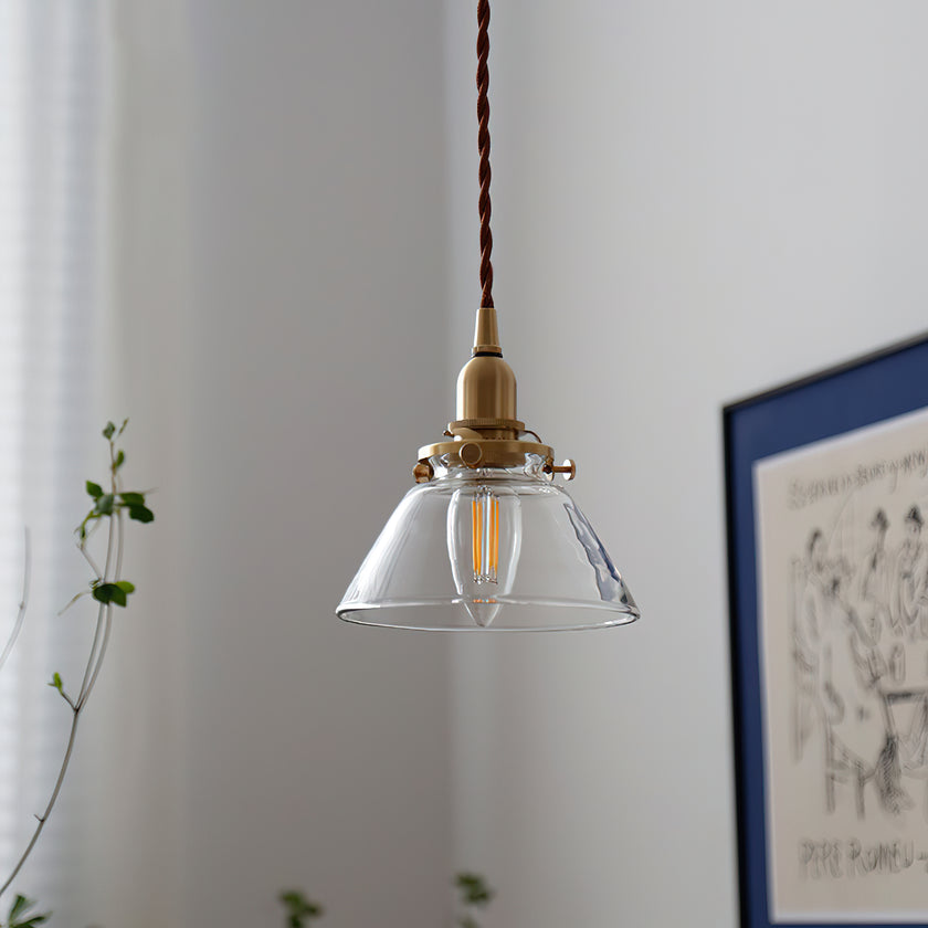 Brass Tapered Glass Pendant Light