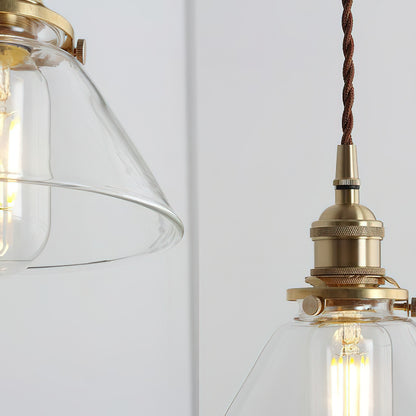 Brass Tapered Glass Pendant Light