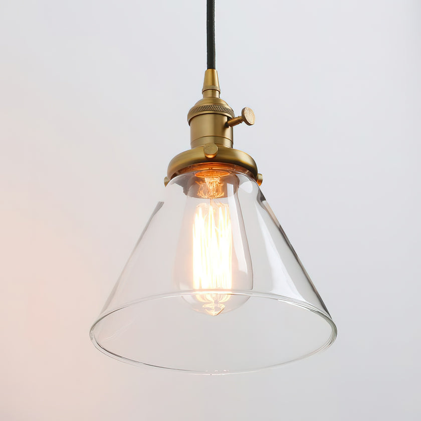 Brass Tapered Glass Pendant Light