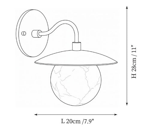 Aplique de pared Brevane de alabastro — Planos de dimensiones 1