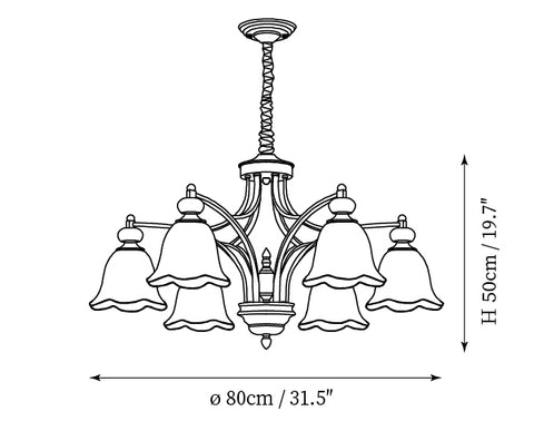 Briignite Kroonluchter — Dimensioentekeningen 2