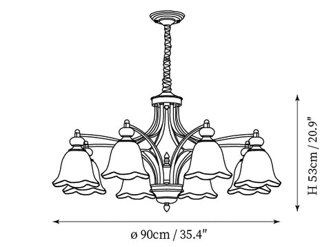 Briignite Kroonluchter — Dimensioentekeningen 3