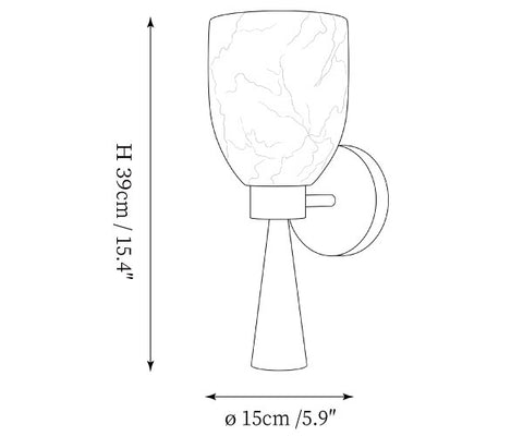 Calycina Alabaster Wall Sconce — Dimension drawings 1