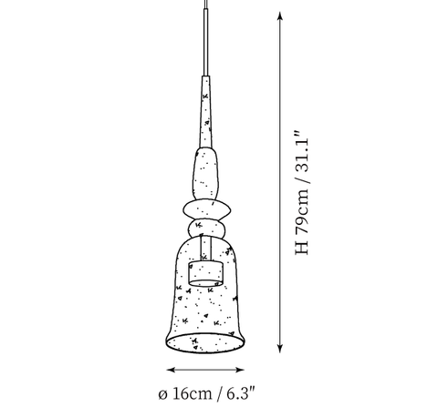 Modello B: ∅ 6,3″ x H 31,1″ Ambra