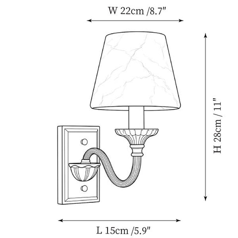 Aplique de pared Candelle de alabastro — Planos de dimensiones 1