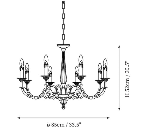 8Heads: ∅ 33.5″ x H 20.5″ / Dia 85cm x H 52cm