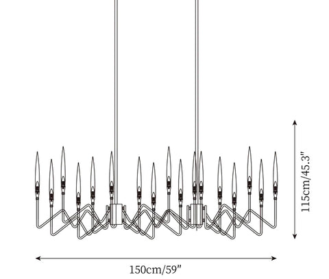 Classical Candelabrum Kroonluchter — Dimensioentekeningen 3