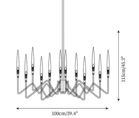 Classical Candelabrum Kroonluchter — Dimensioentekeningen 2