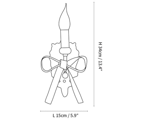 مصباح الحائط Bow Tie Candlestick — رسومات الأبعاد 1