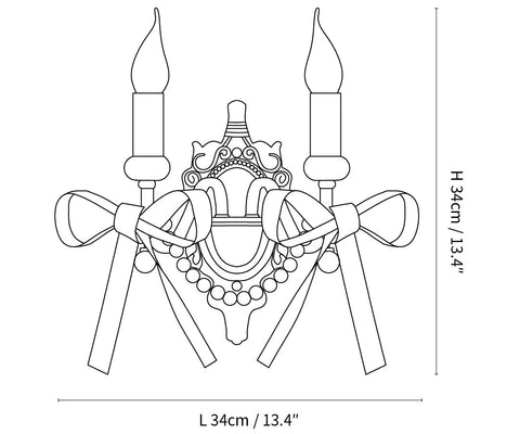 مصباح الحائط Bow Tie Candlestick — رسومات الأبعاد 2
