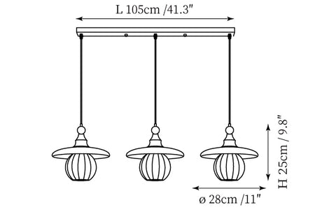 L 41.3″ x W 11cm x H 9.8"