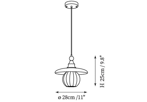 ∅ 11″ x H 9.8" / Dia 28cm x H 25cm
