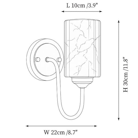 Cavorne Alabaster Wall Sconce — Dimension drawings 1