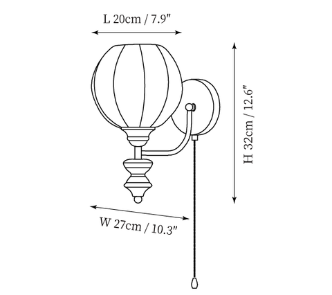 Celine Vintage Luminária de Parede — Desenhos técnicos 3
