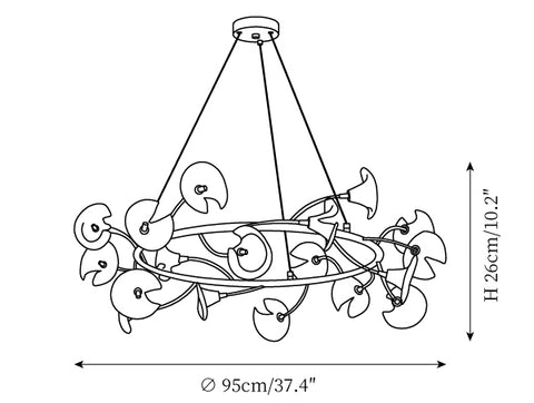 18-Lights: ∅ 37.4″ x H 10.2" / Dia 95cm x H 26cm