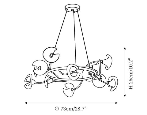 12-Lights: ∅ 28.7″ x H 10.2" / Dia 73cm x H 26cm