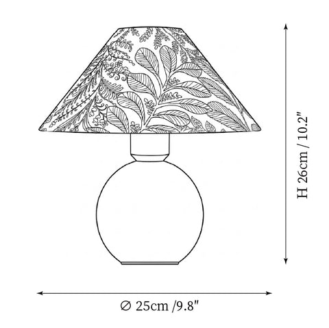 Model B: ∅ 9.8″ x H 10.2″