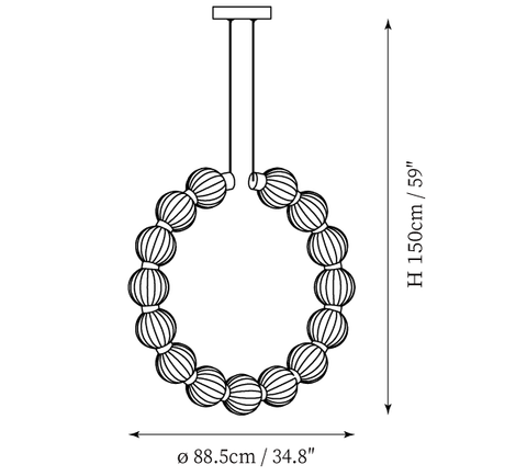 Circular Ring Pearl Chandelier — Dimension drawings 2