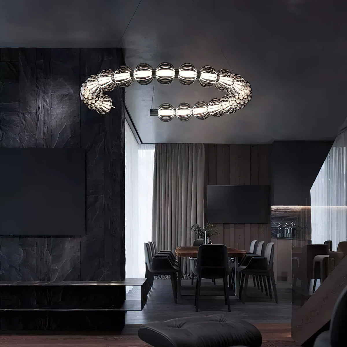Circular Ring Pearl Chandelier – detail 2