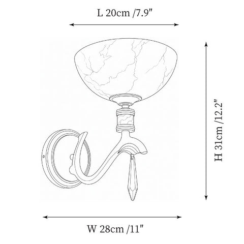 Craterina Alabaster Wall Sconce — Dimension drawings 1
