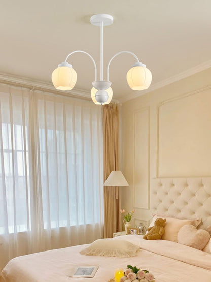 Cream Flower Bud Glass Chandeliers