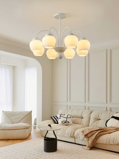 Cream Flower Bud Glass Chandeliers