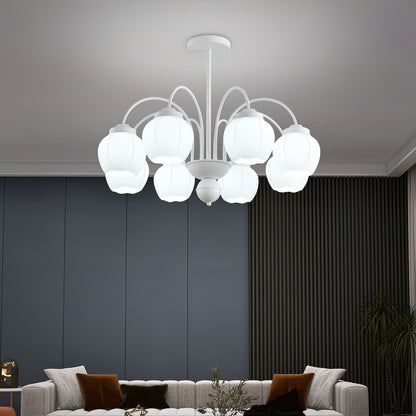 Cream Flower Bud Glass Chandeliers