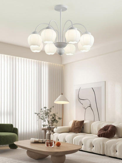 Cream Flower Bud Glass Chandeliers