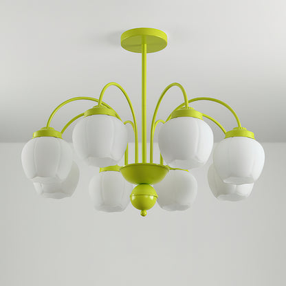 Cream Flower Bud Glass Chandeliers