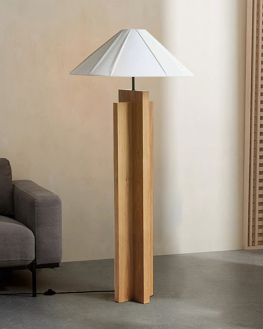 Crossbase Wooden Floor Lamp