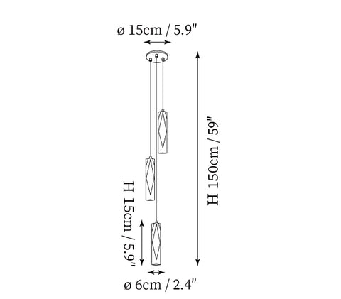 Crystal Copper Pendant Lamp — Dimension drawings 1