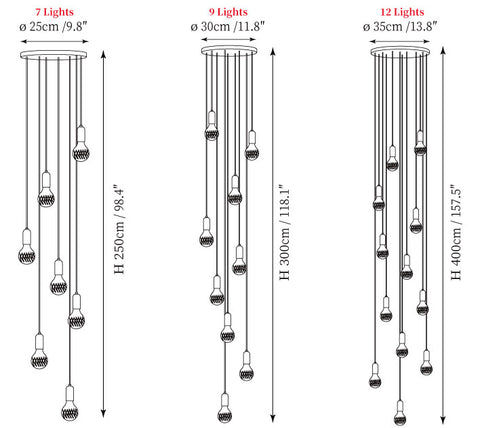 Crystal Bulb Pendant Light — Dimension drawings 1