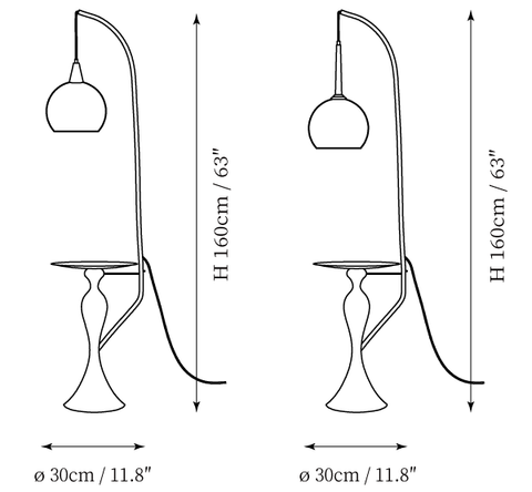 Lampadaire Curvatura — Plans de dimensions 2