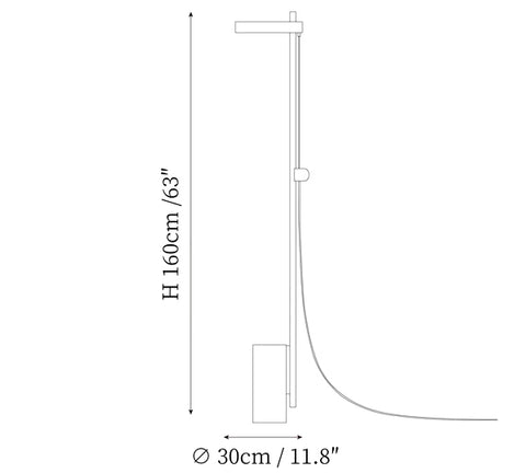 Cylinder Base Standing Floor Lamp — Dimension drawings 1